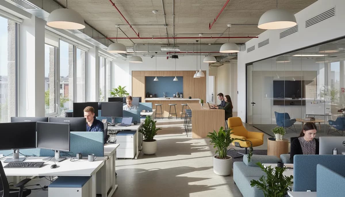 Modern commercial office with HVAC installation